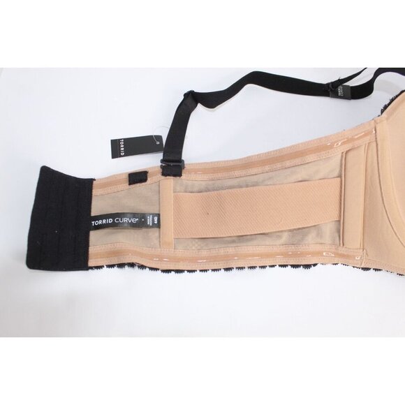 Torrid Curve Push Up Strapless Size 44D Black Beige Lace Wired Padded Bra NWT - Picture 6 of 15